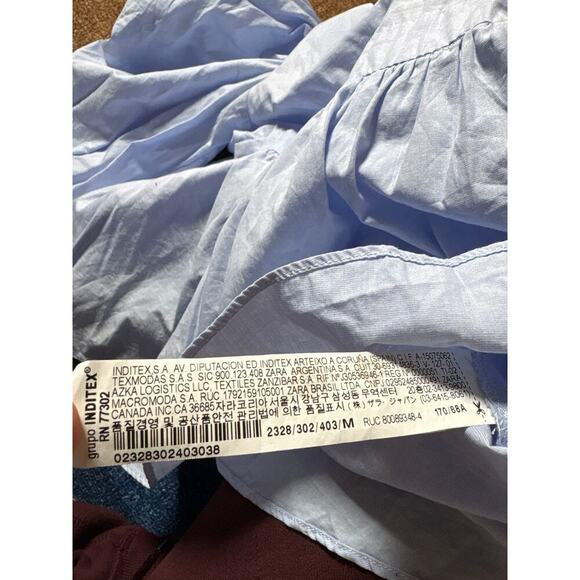 Zara TRF Blue & White Stripe Peplum Blouse – Size M Cottagecore - Picture 4 of 6